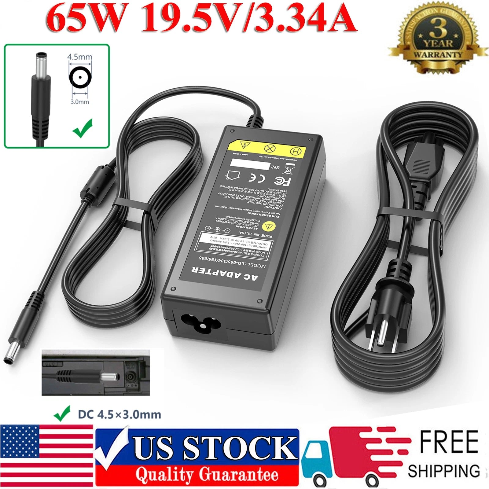 65W Adapter Charger For Dell Inspiron15 5555 5567 5558 5559 5755 5758 5565 P66F