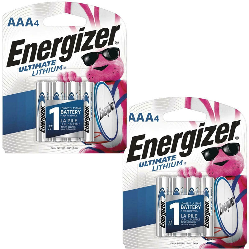 8 Energizer AAA Ultimate Lithium Batteries , 2 x 4 Packs FRESH