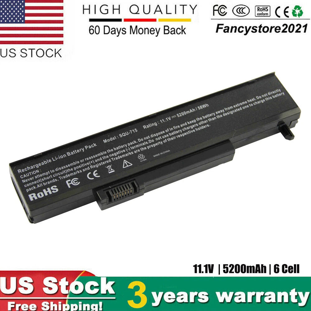 SQU-715 Battery for Gateway M-6800 M-6823a SQU-720 W35044LB W35052LB 6501210