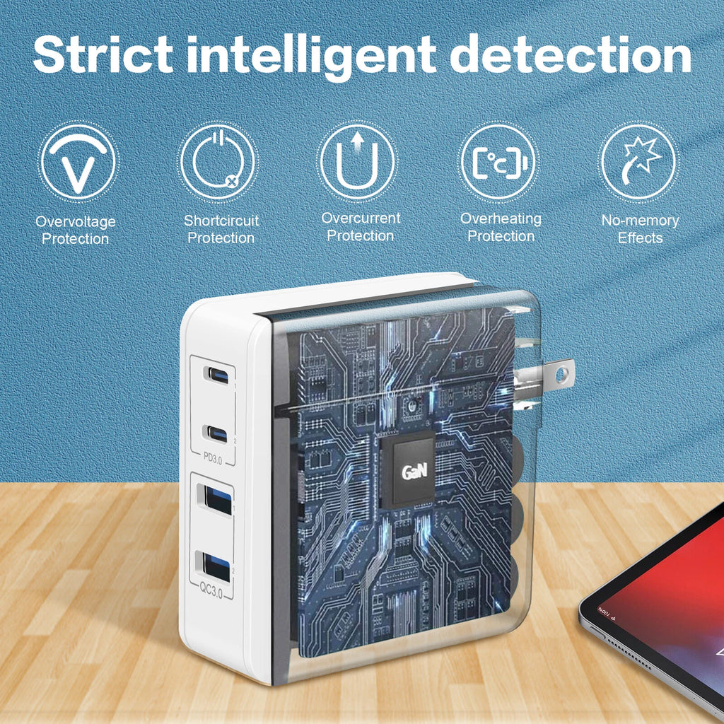 4 In 1 GaN Charger Adapter 100W Max Fast Charger Brick With Type C & USB Ports