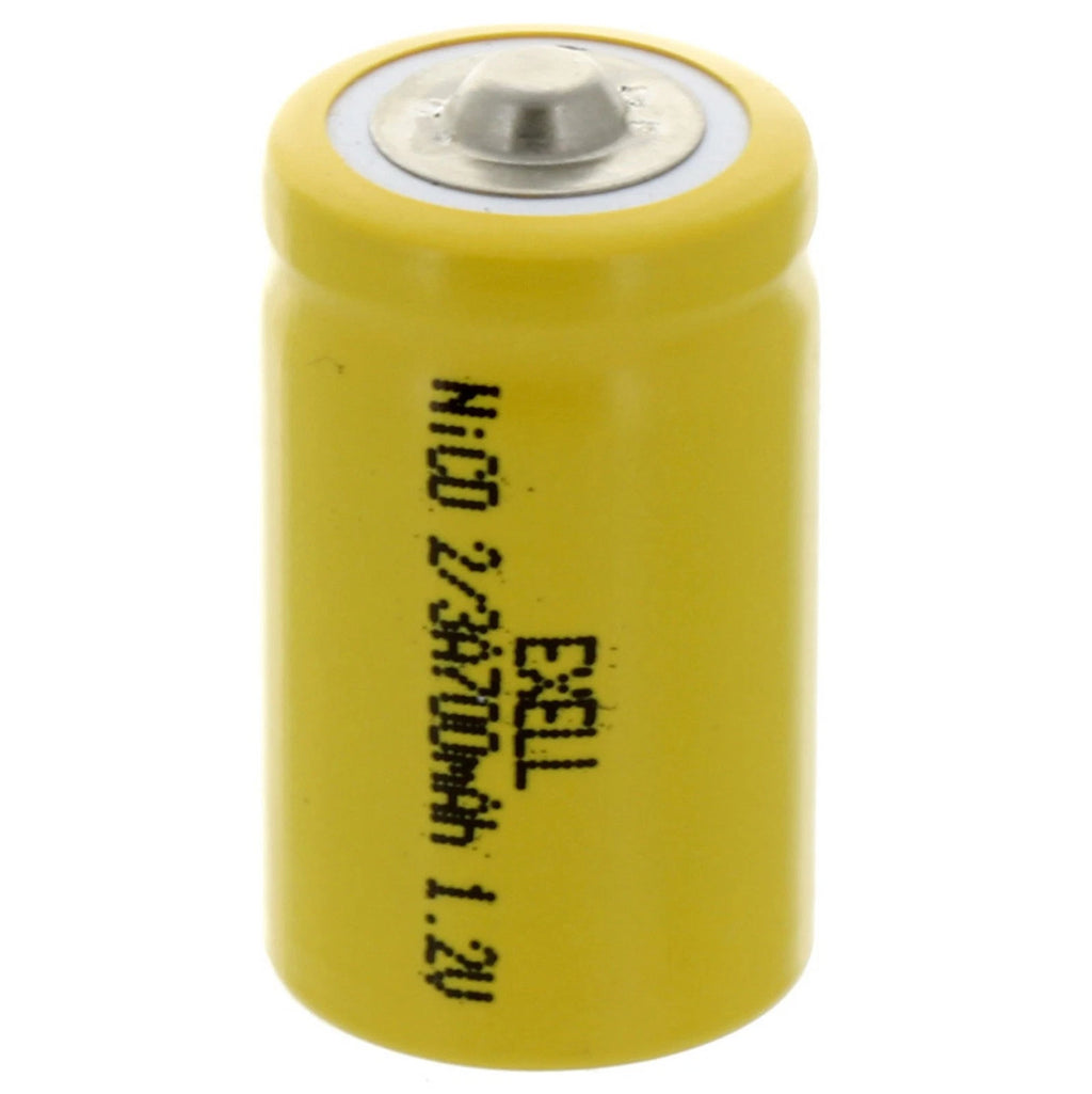 Exell 2/3A Size 1.2V 700mAh NiCD Button Top Rechargeable Battery