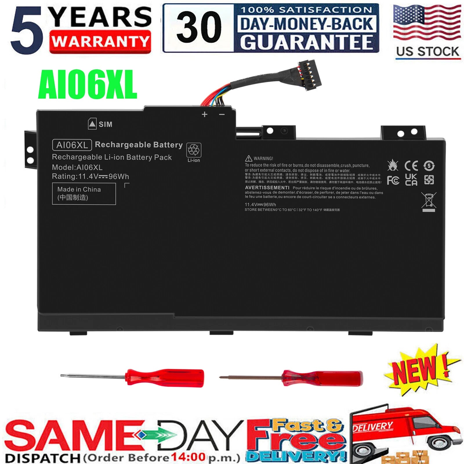 96Wh AI06XL Battery for HP ZBook 17 G3 Series 808451-001 HSTNN-LB6X 808451-002
