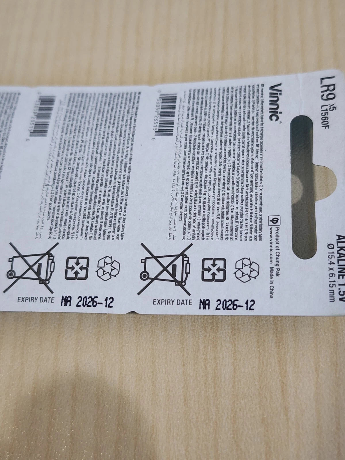 5 pc VINNIC L1560 625A PX625A LR9 photo battery ALKALINE