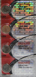 Original Maxell SR43W 386 Button Battery x 4