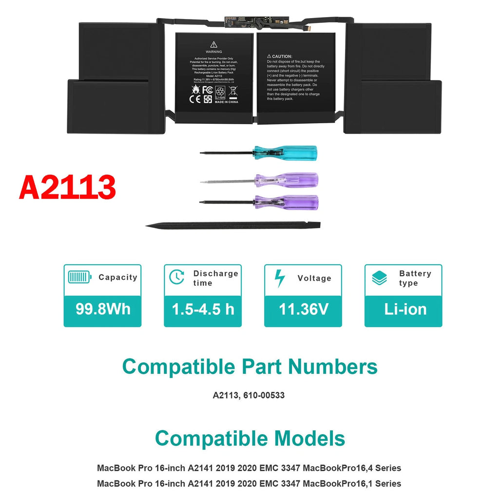 A2113 Laptop Battery for Apple MacBook Pro 16" A2141 Year 2019 2020 EMC 3347 NEW