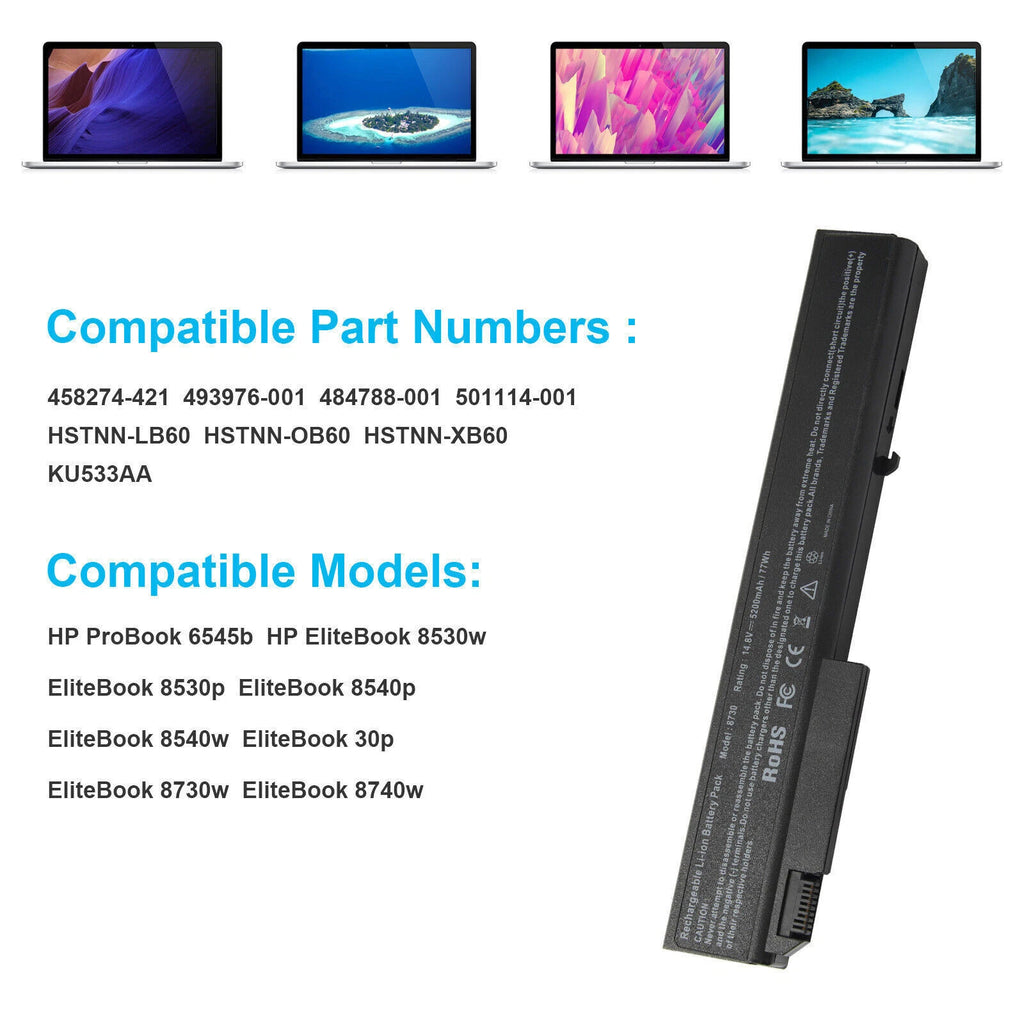 8530p Battery For HP EliteBook 8530w 8540p 8540w 458274-421 493976-001 AV08XL