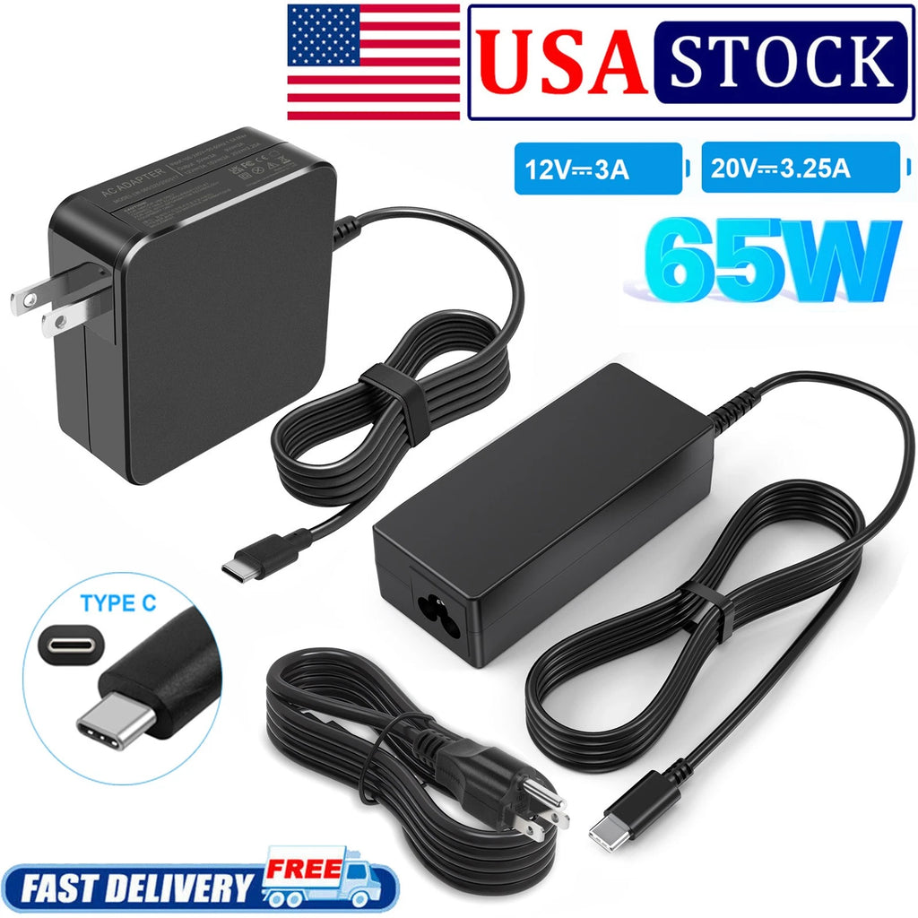 Type-C 65W USB C Charger for Lenovo Yoga 7i 9i 14" 15" 2 in 1 Laptop Power Cord