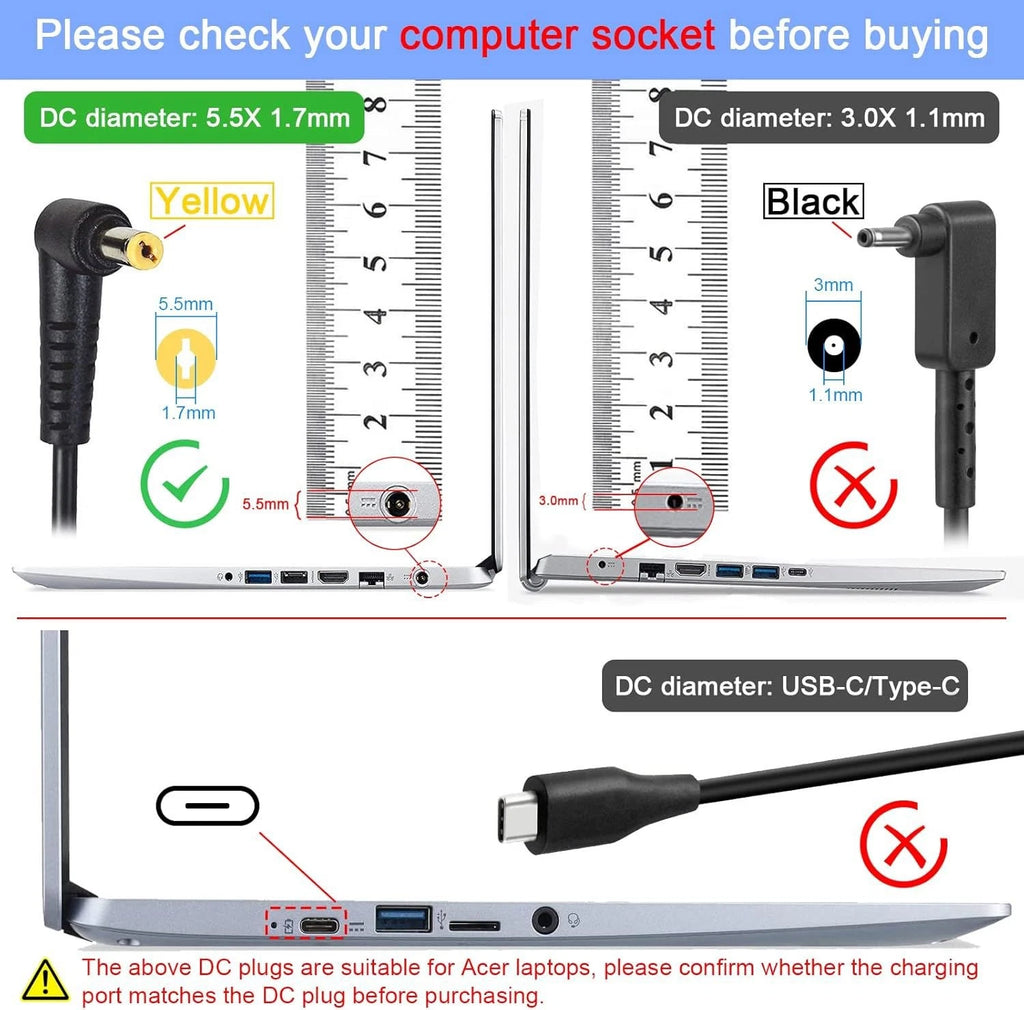 For Acer G277HL GN246HL H257HU R271 LED Monitor AC Adapter Power Supply Cord
