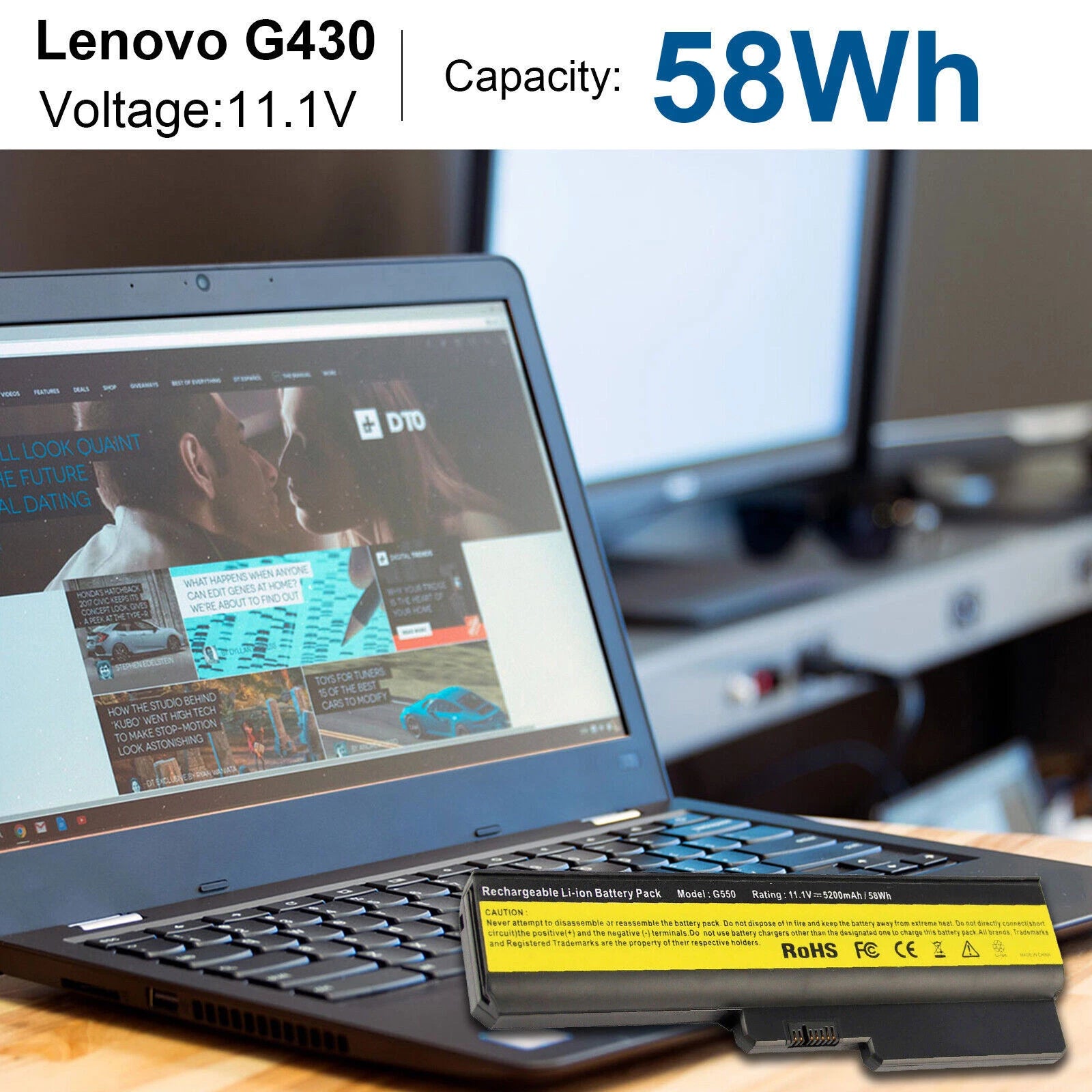 6Cell Battery for Lenovo G550 G450 N500 G530 L08N6Y02 42T4729 42T4730 L06L6Y02