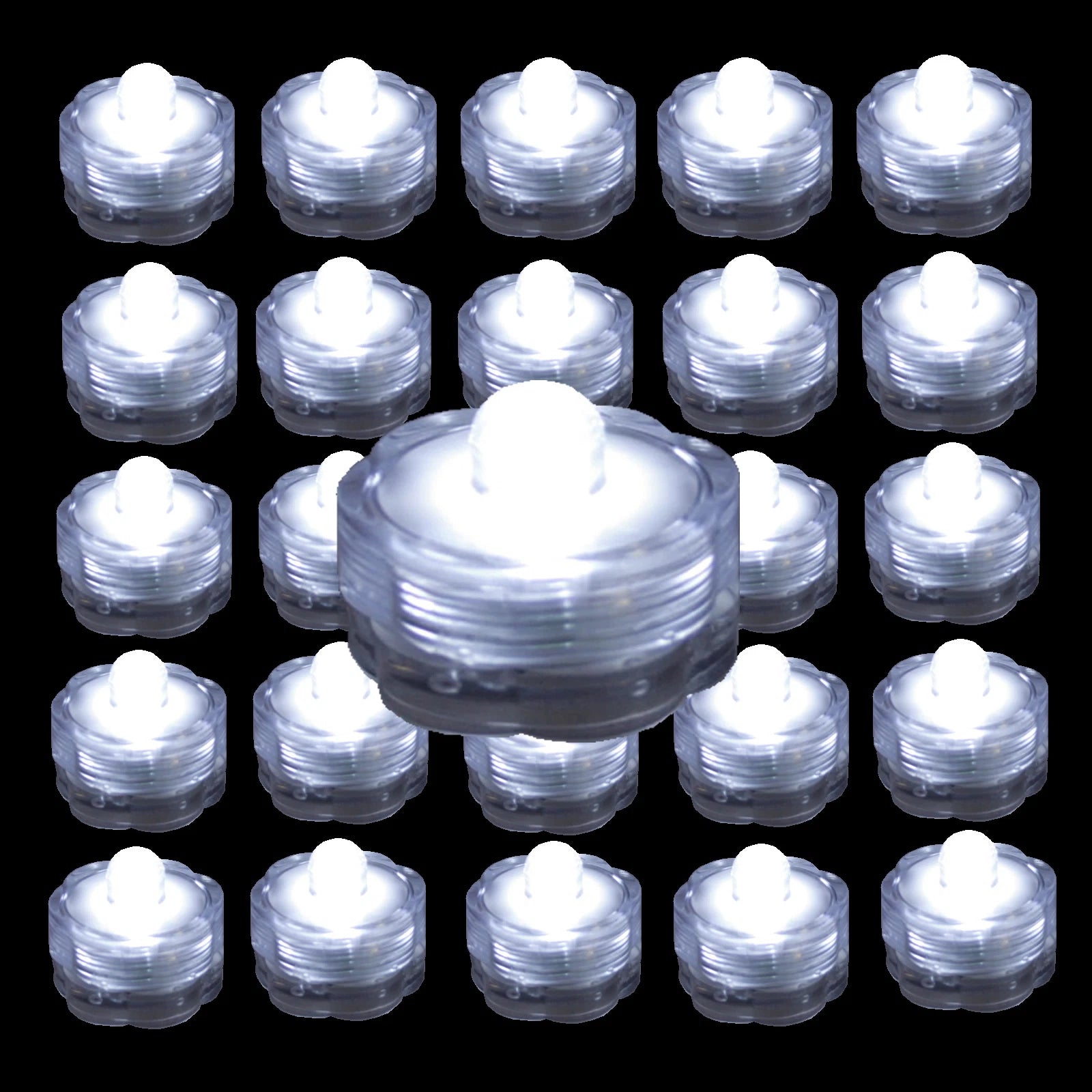 24 Pack~White~Submersible Waterproof Underwater Battery LED Tea Light~Wedding