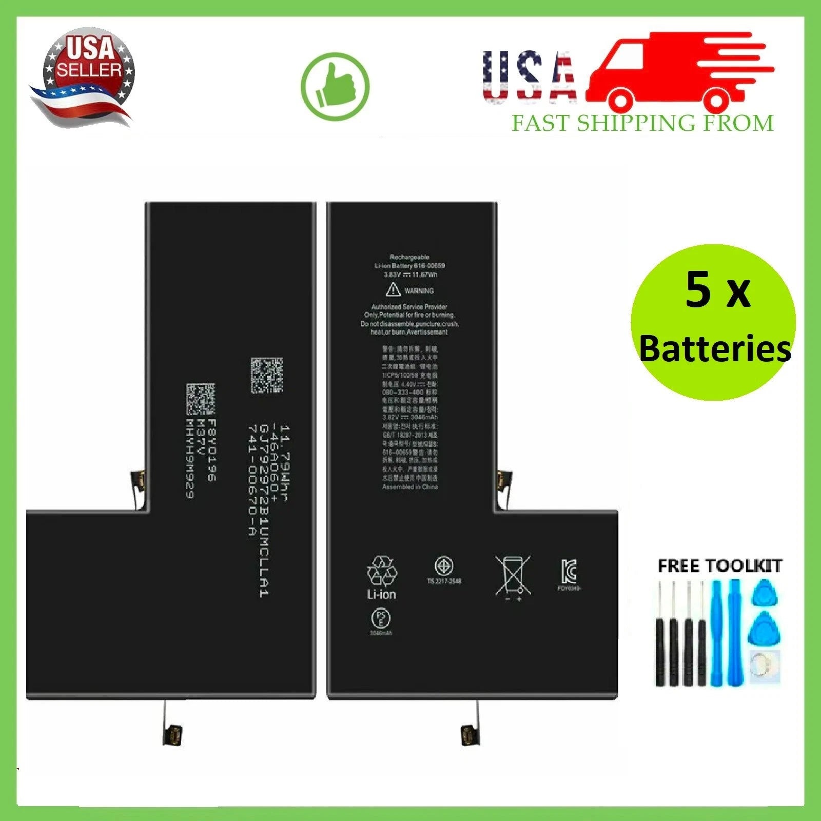 Premium Quality Replacement Internal Battery For iPhone 11/11 Pro Max + Tool LOT