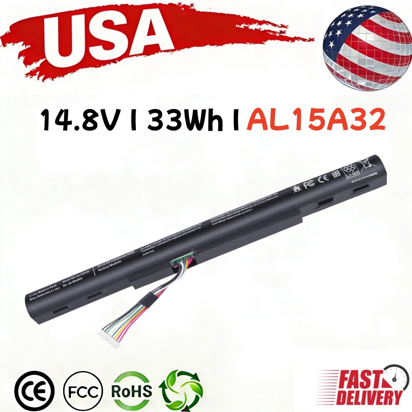 AL15A32 Battery For Acer Aspire E5-473 E5-522 E5-522G E5-532 E5-573 E5-573G US