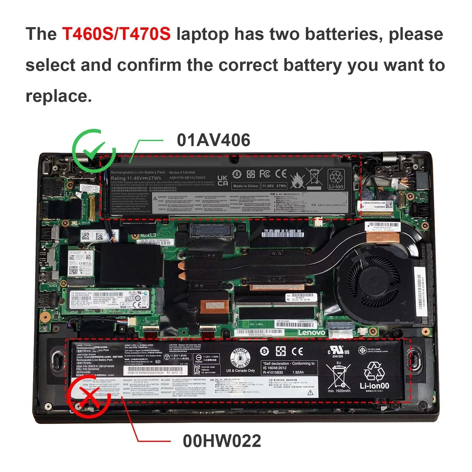 ??LOT Battery 01AV406 For Lenovo ThinkPad T460s T470s 00HW024 01AV462 27W 11.46V