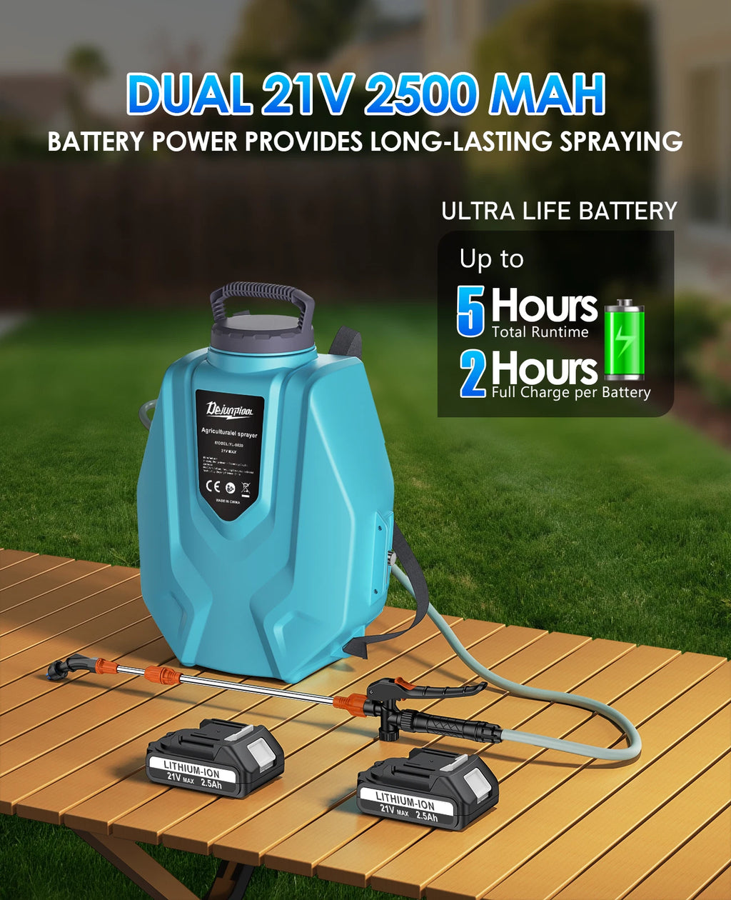Battery Backpack Garden Sprayer 3.2 Gallon Pressure Pump Lawn Yard Plant Weed