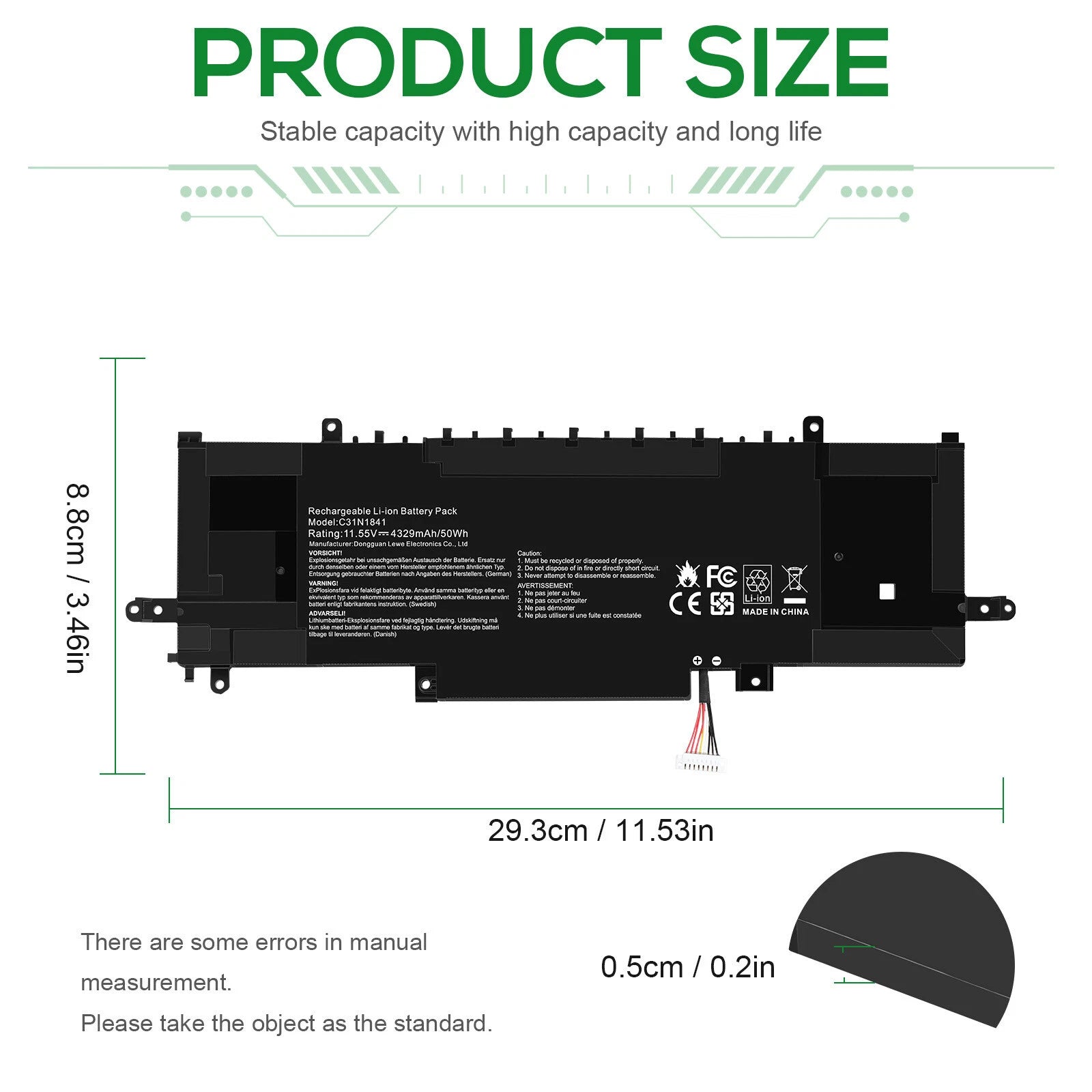 Battery for Asus ZenBook 13 UX334 UX334FA UX334FL UX433FAC 14 UM433DA C31N1841