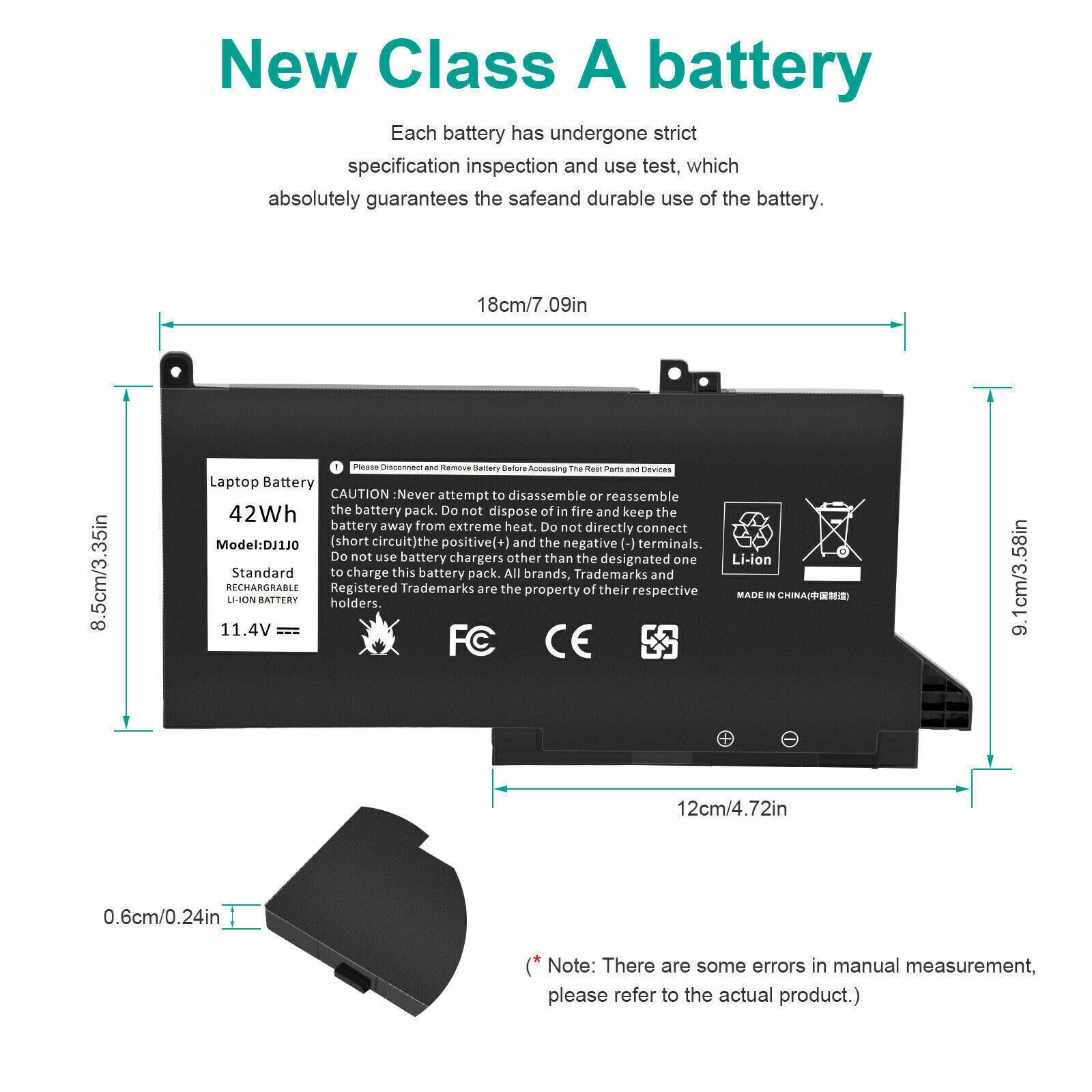 Battery DJ1J0 For Dell Latitude 12 7280 7290 13 7380 7390 14 7480 7490 ONFOH