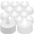12 Qty COOL WHITE Flickering Flameless Battery Operated LED Tea Light Candles