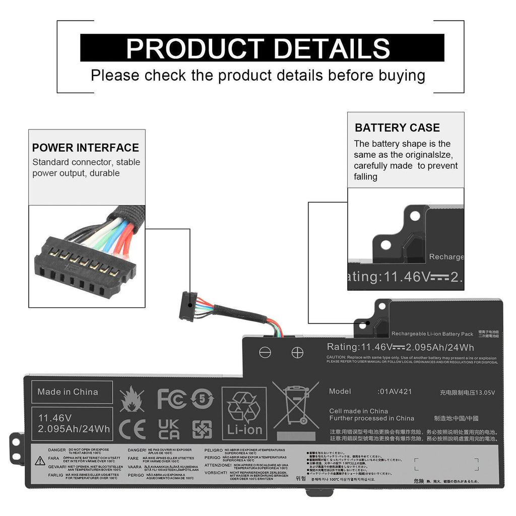 For Lenovo T470 T480 A475 01AV419, 01AV420, 01AV421, 01AV489 Laptop Battery NEW