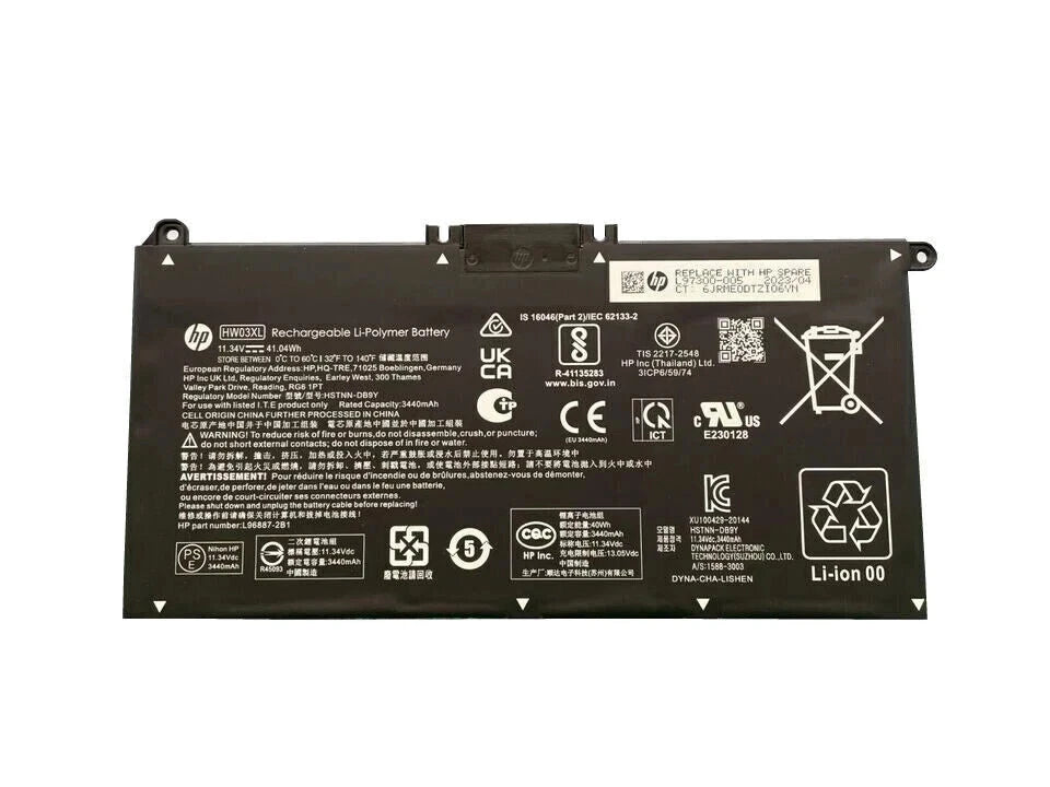 Genuine OEM HW03XL Battery for HP 11.34V 41.04Wh 3440mAh HW03XL L97300-005 New