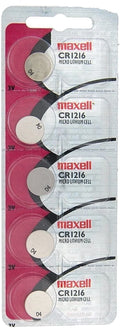 Maxell Lithium Battery CR1216 Pack of 5 Batteries