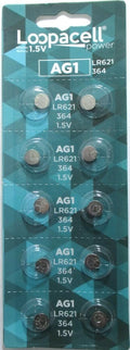 10 Pk Fresh AG1 LR621 364 SR60 164 364A Alkaline Button Cell Batteries