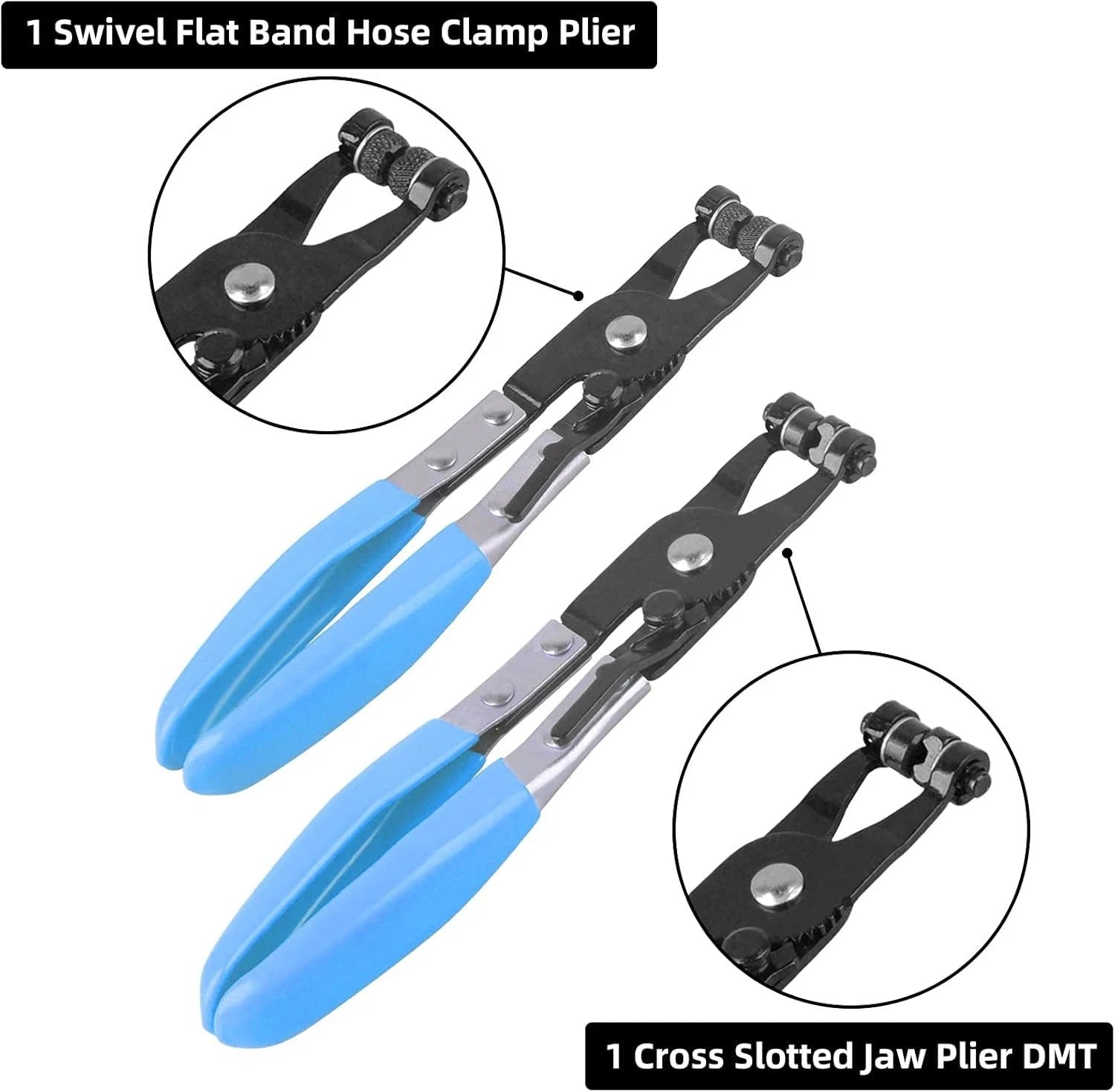 9x Flexible Hose Clamp Clip Pliers Set Swivel Jaw Flat Angled Band Remover Tool