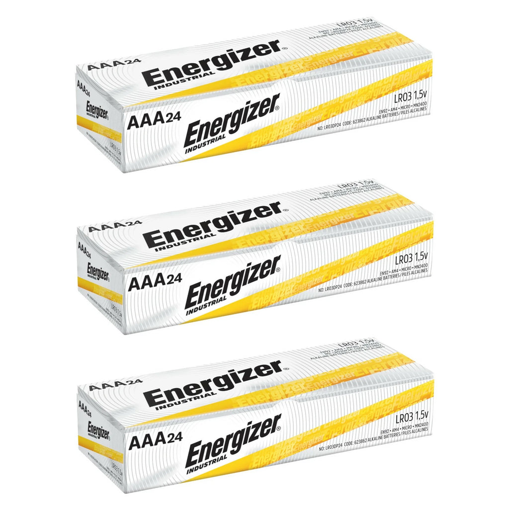 72 Energizer Industrial AAA Alkaline Batteries (EN92, LR03, triple A)