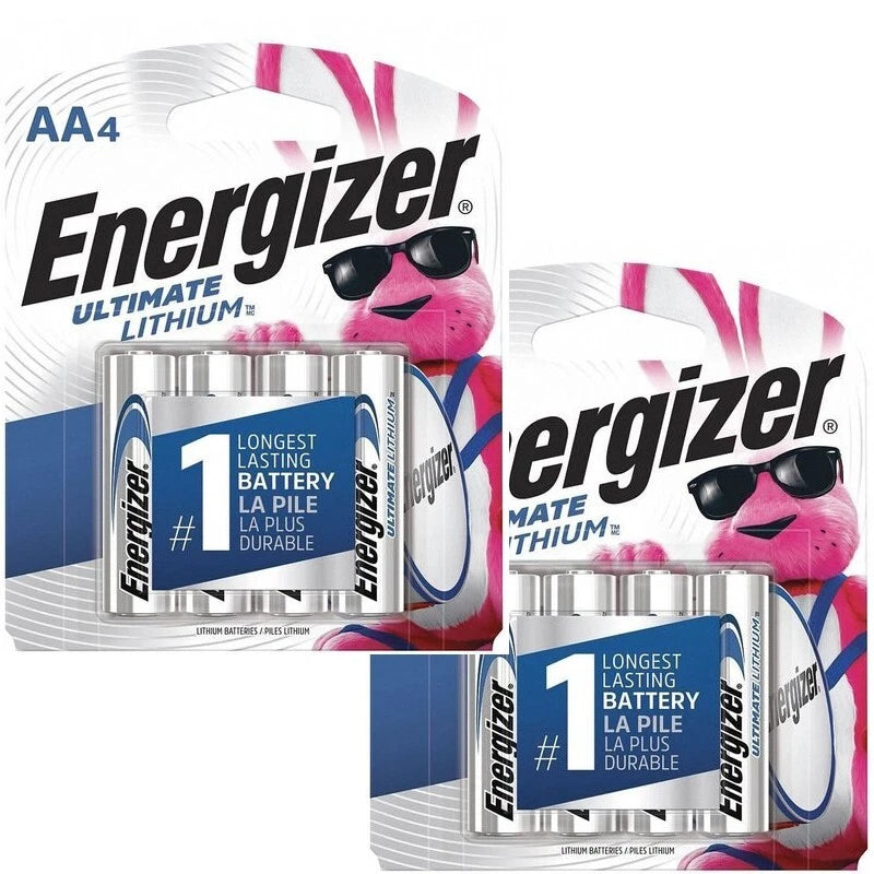 8 Count Energizer AA Ultimate Lithium Long Lasting Batteries (2 x 4 Packs)