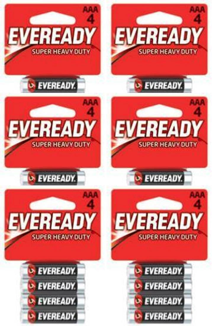 24 Energizer Super Heavy Duty AAA Batteries, Eveready (6 x 4)