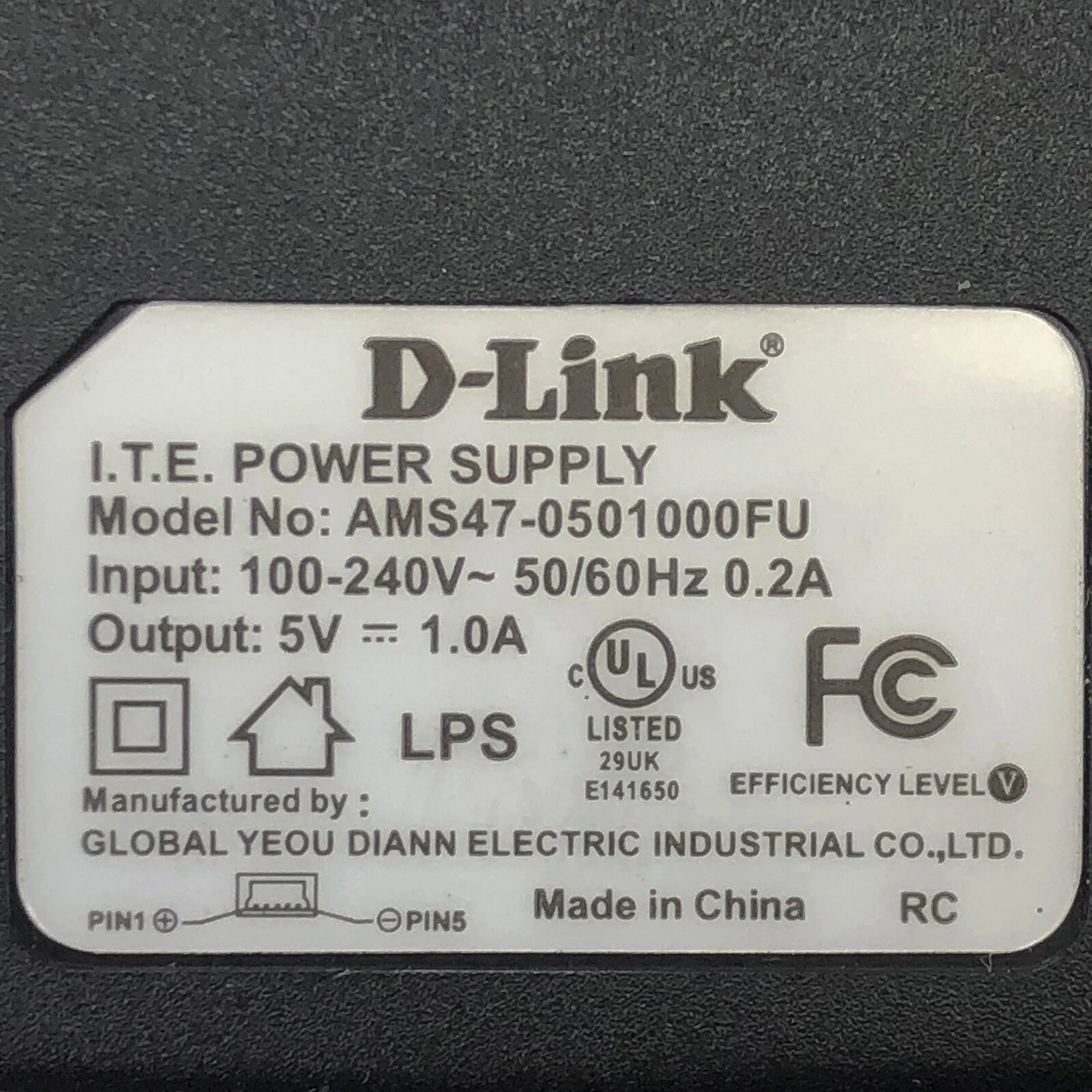 New Genuine D-Link AMS47-0501000FU Wall AC/DC Power Adapter 5V 1A USB Mini Plug