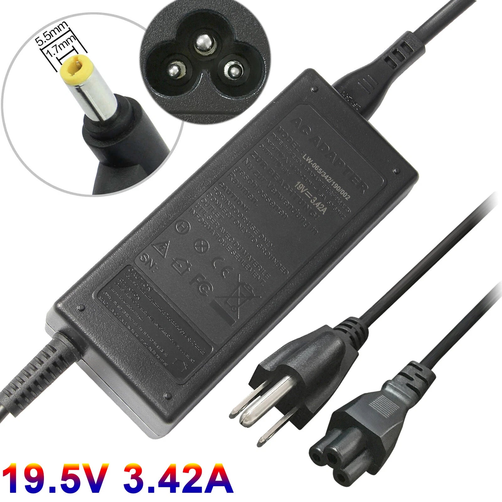 AC Power Adapter Charger for Acer Aspire 5733-6838 E1-531-4444 V5-571P-6642