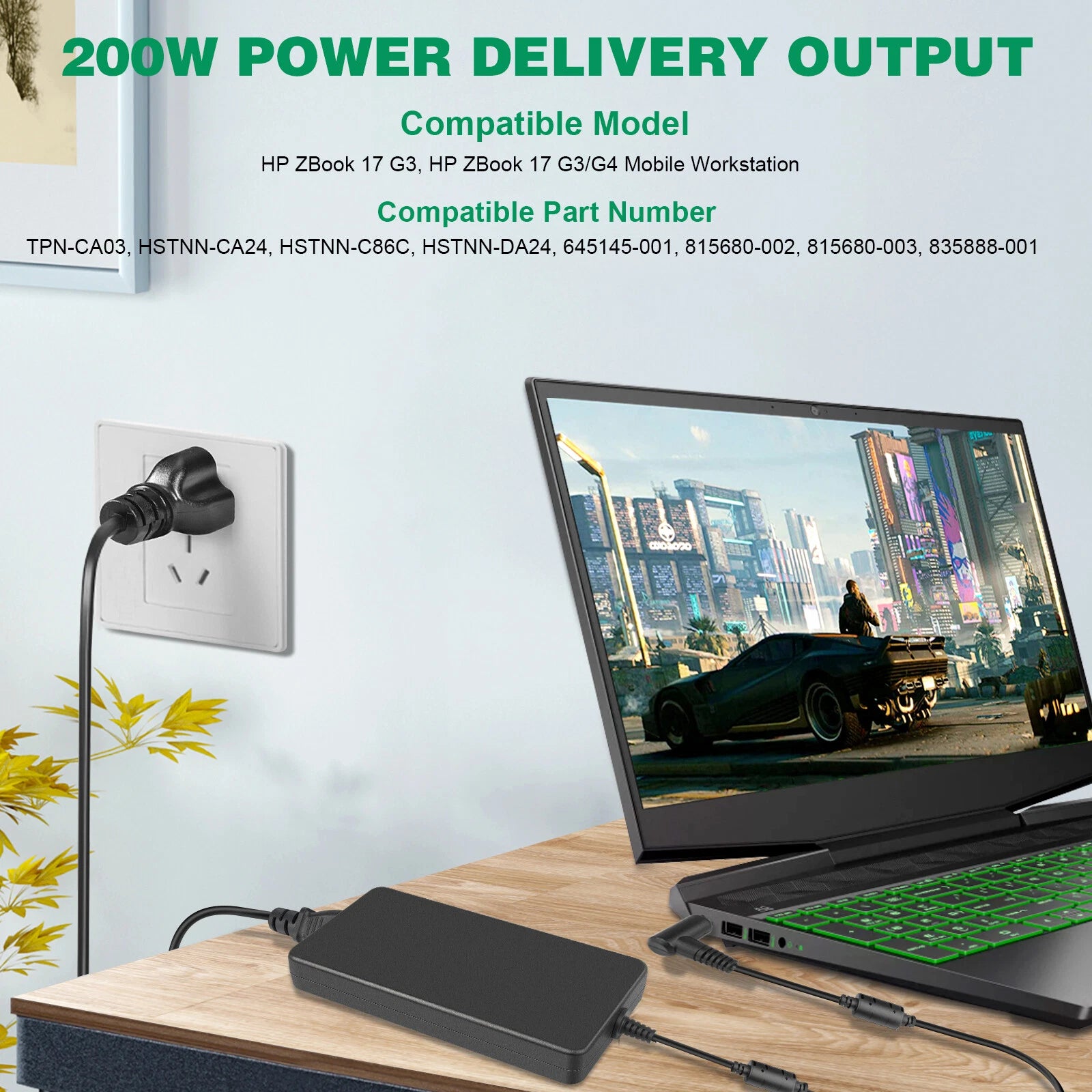 AC Charger Adapter TPN-DA10 L00818-850 L00895-003 ADP-200HB B For HP ZBook 17 G5