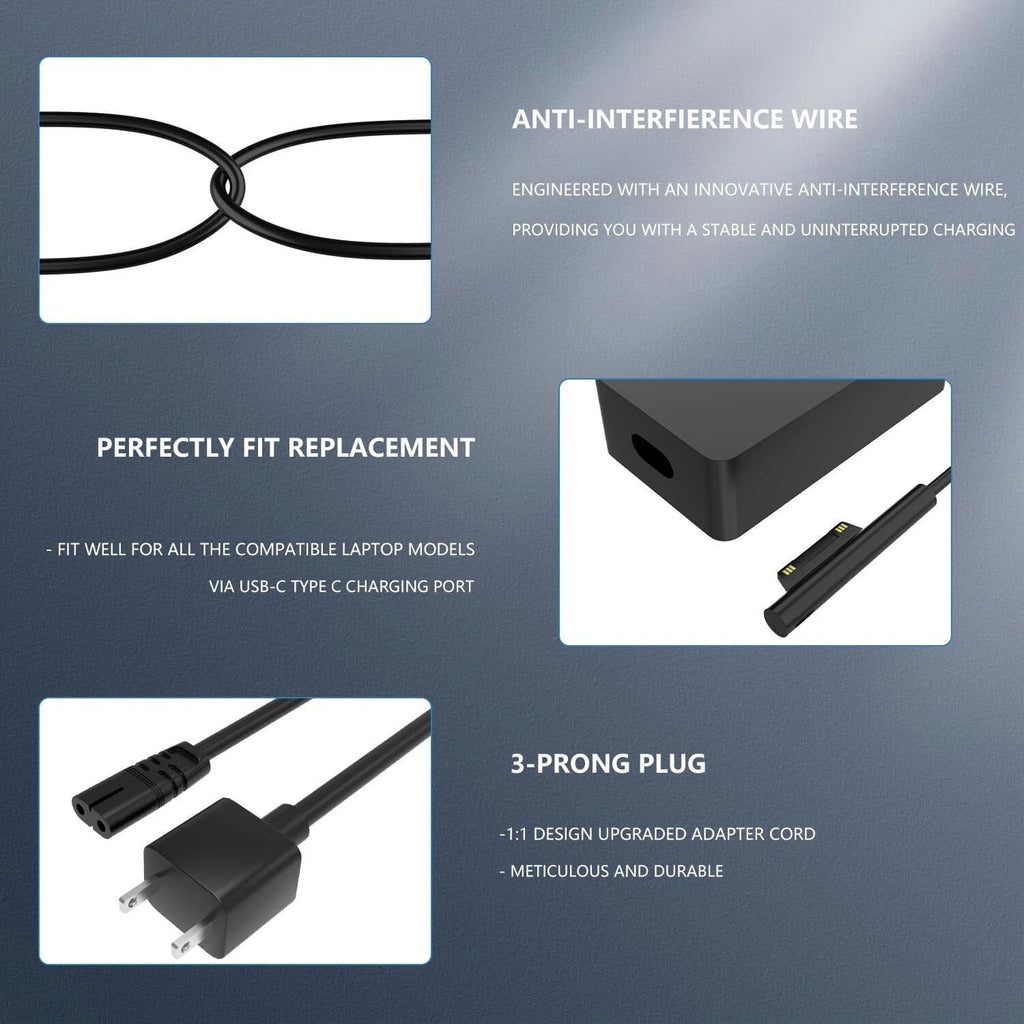 65W Power Charger Cord Fit for Microsoft Surface Pro 11 10 9 8 7 6 5 4 3 Copilot