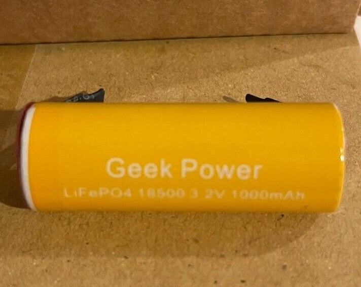 Brand New Geek Power 3.2V 18500 1000mAh LeFePO4 Rechargeable Battery w/ Tabs