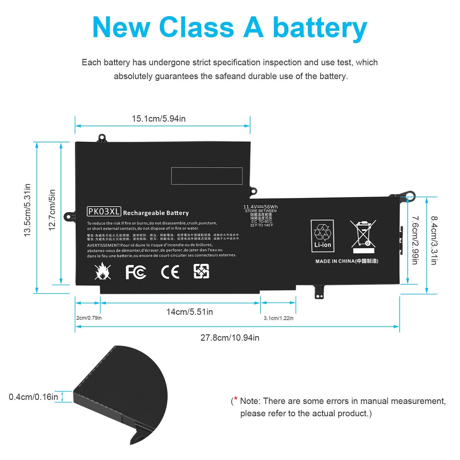 PK03XL Laptop Battery For HP Spectre X360 789116-005 13-4101dx 13-4102dx 13-4100