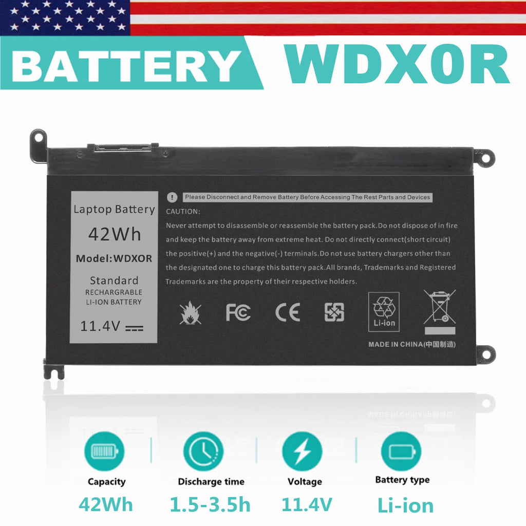 WDX0R Battery For Dell Inspiron 13 5378 5368 5379 Latitude 3480 3580 WDXOR 42Wh