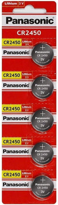 Panasonic CR2450 Lithium Battery 3V (5 Batteries Per Pack)