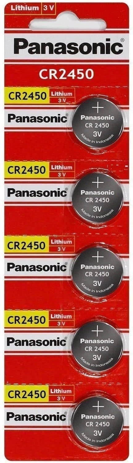 Panasonic CR2450 Lithium Battery 3V (5 Batteries Per Pack)