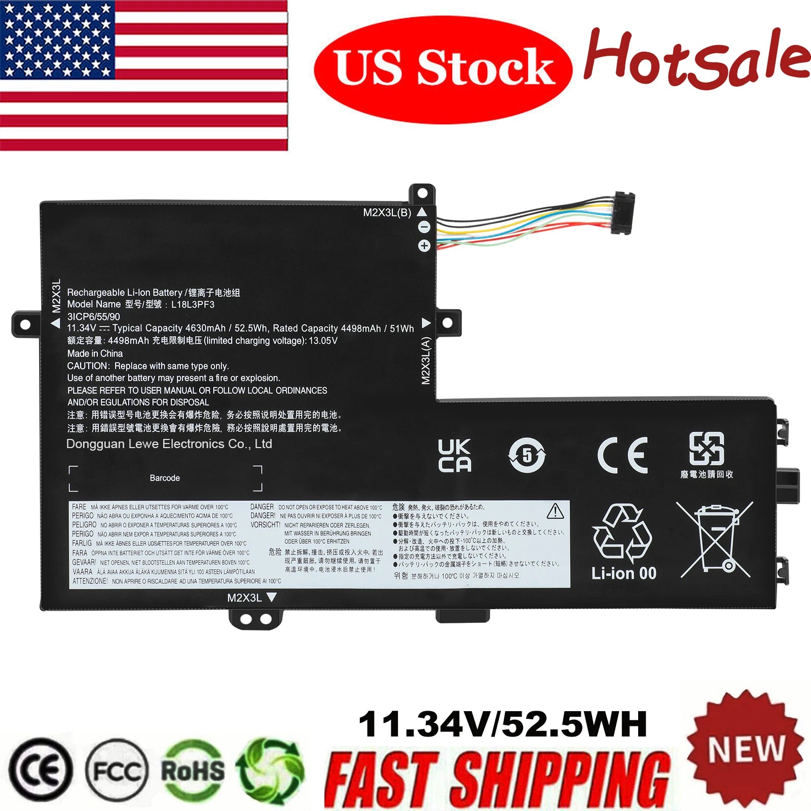 L18L3PF3 L18C3PF7 L18M3PF6 Battery for Lenovo Ideapad S340-15API S340-15IWL 53Wh