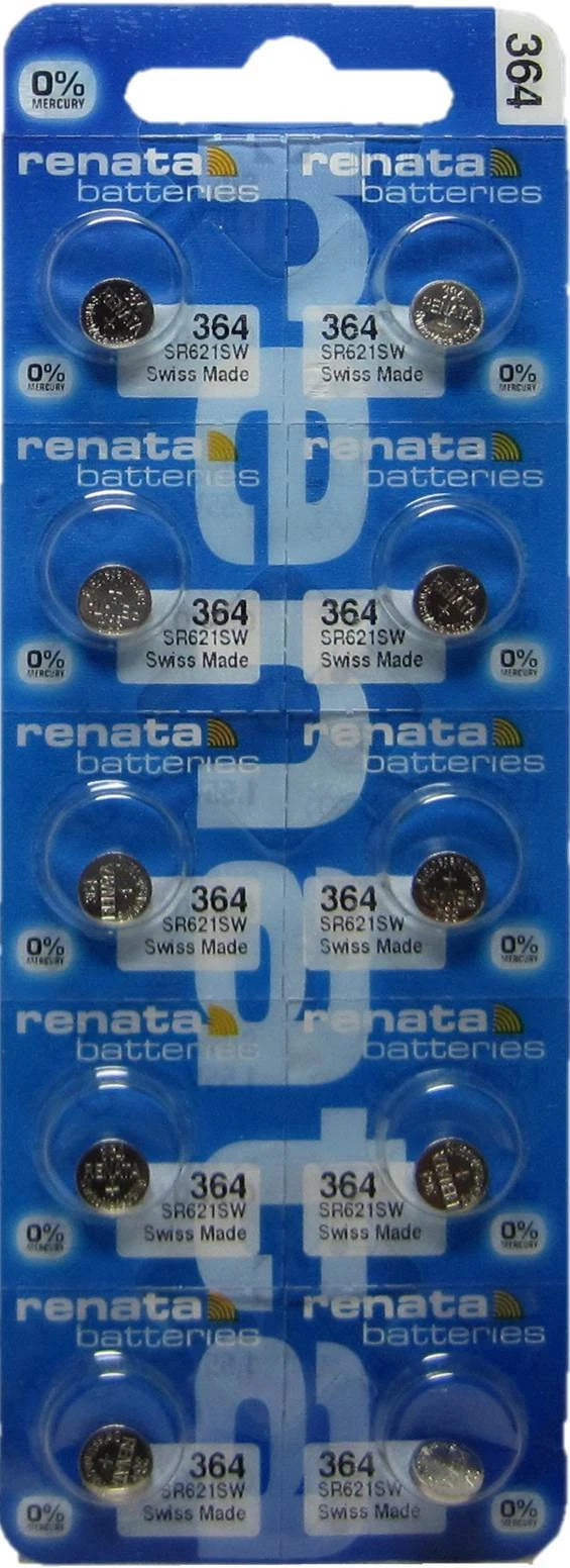 10 Renata 364 AG1 SR621SW SR621 SR60 363 164 LR621 LR60 D364 G02 Battery