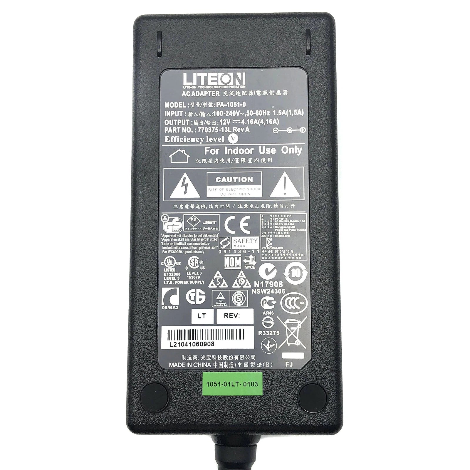 New Original Liteon PA-1051-0 770375-13L AC/DC Power Adapter 12V 4.16A 50W OEM