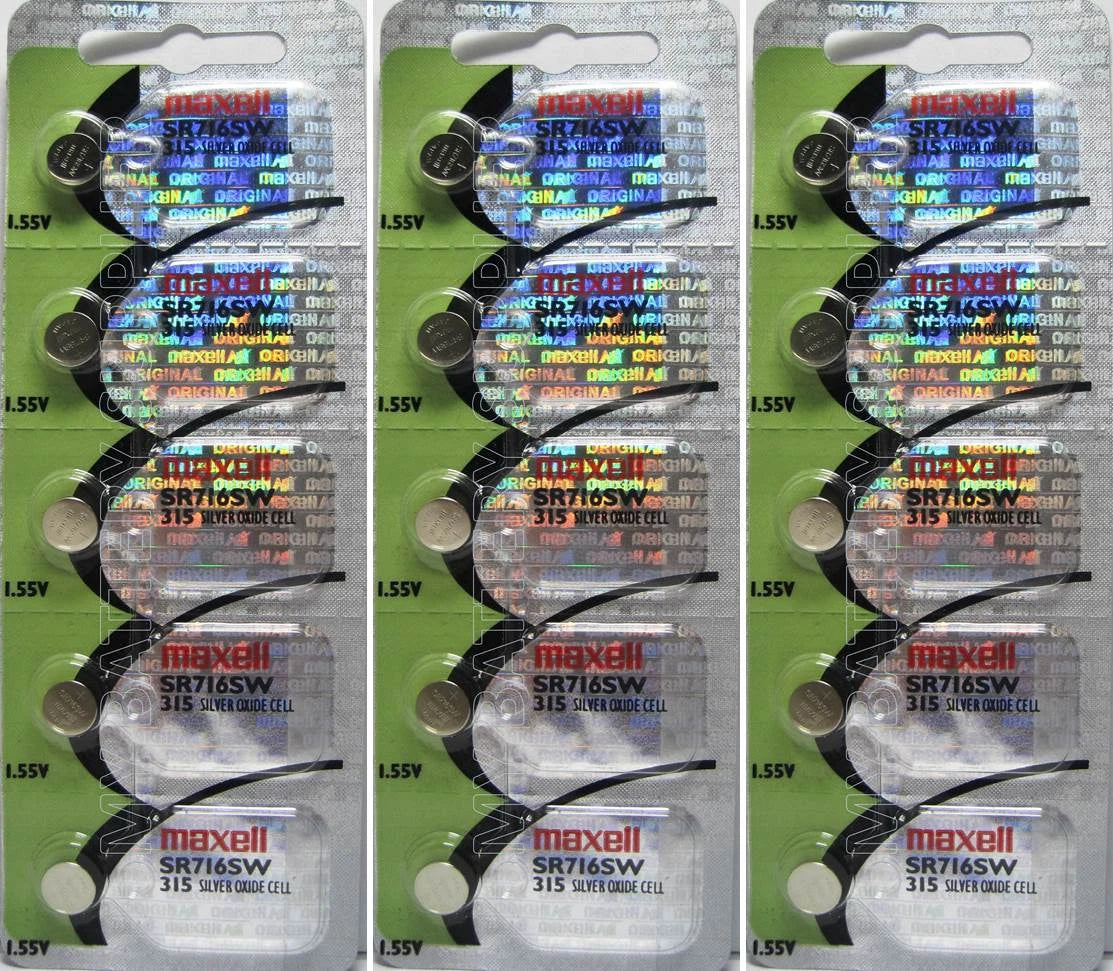 15 Pcs 315 (SR716SW) Coin Cell Silver Oxide Maxell Batteries