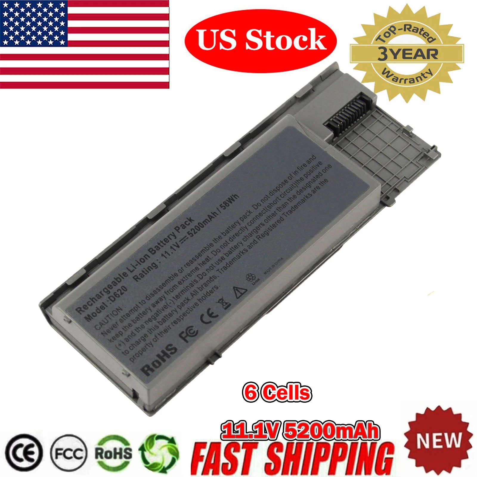 Battery for Dell Latitude D620 D630 D631 D640 PC764 TC030 M2300 Notebook