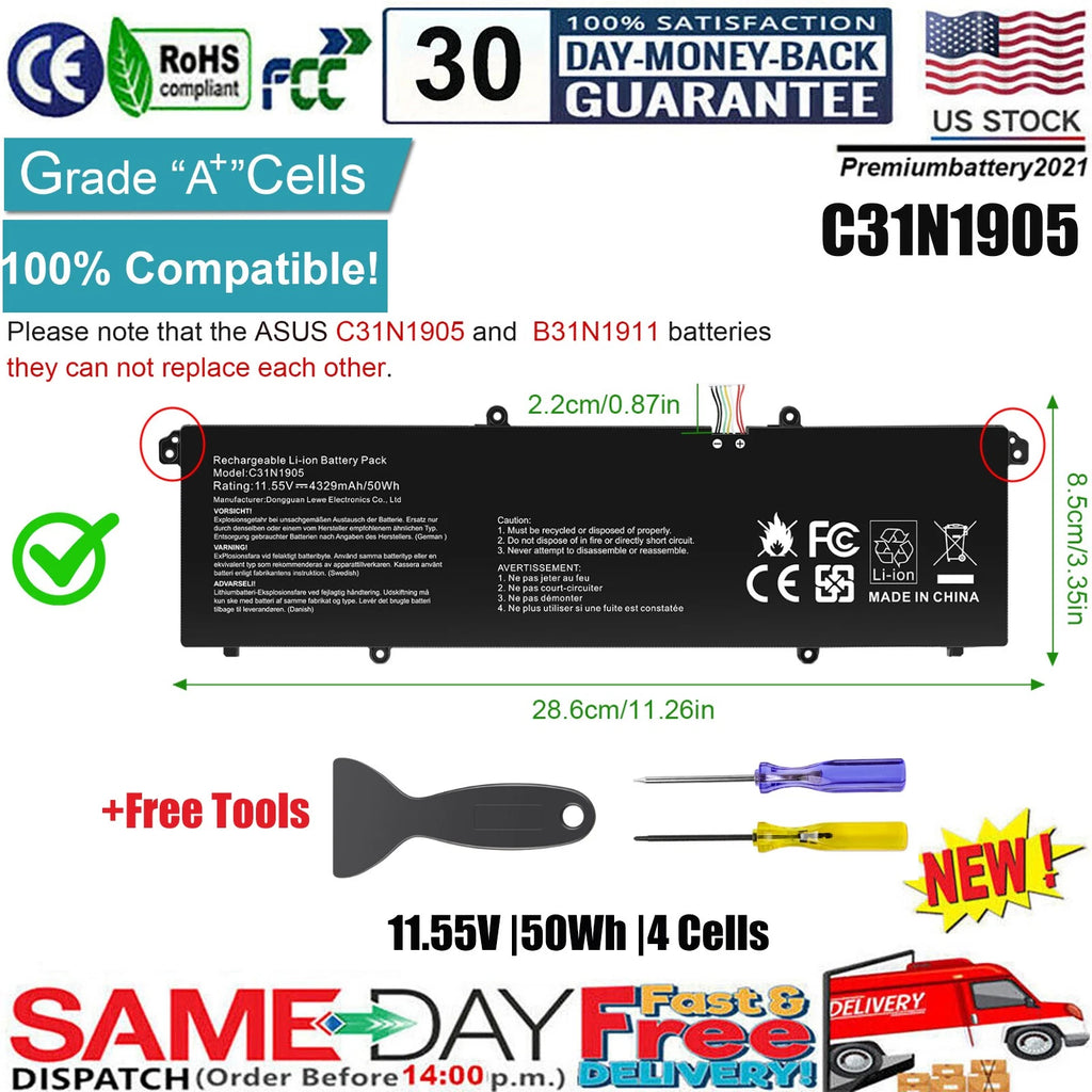 ?BATTERY FOR ASUS VIVOBOOK S13 C31N1905 S330FA S330UA S333EA S333JA S14 S433FA