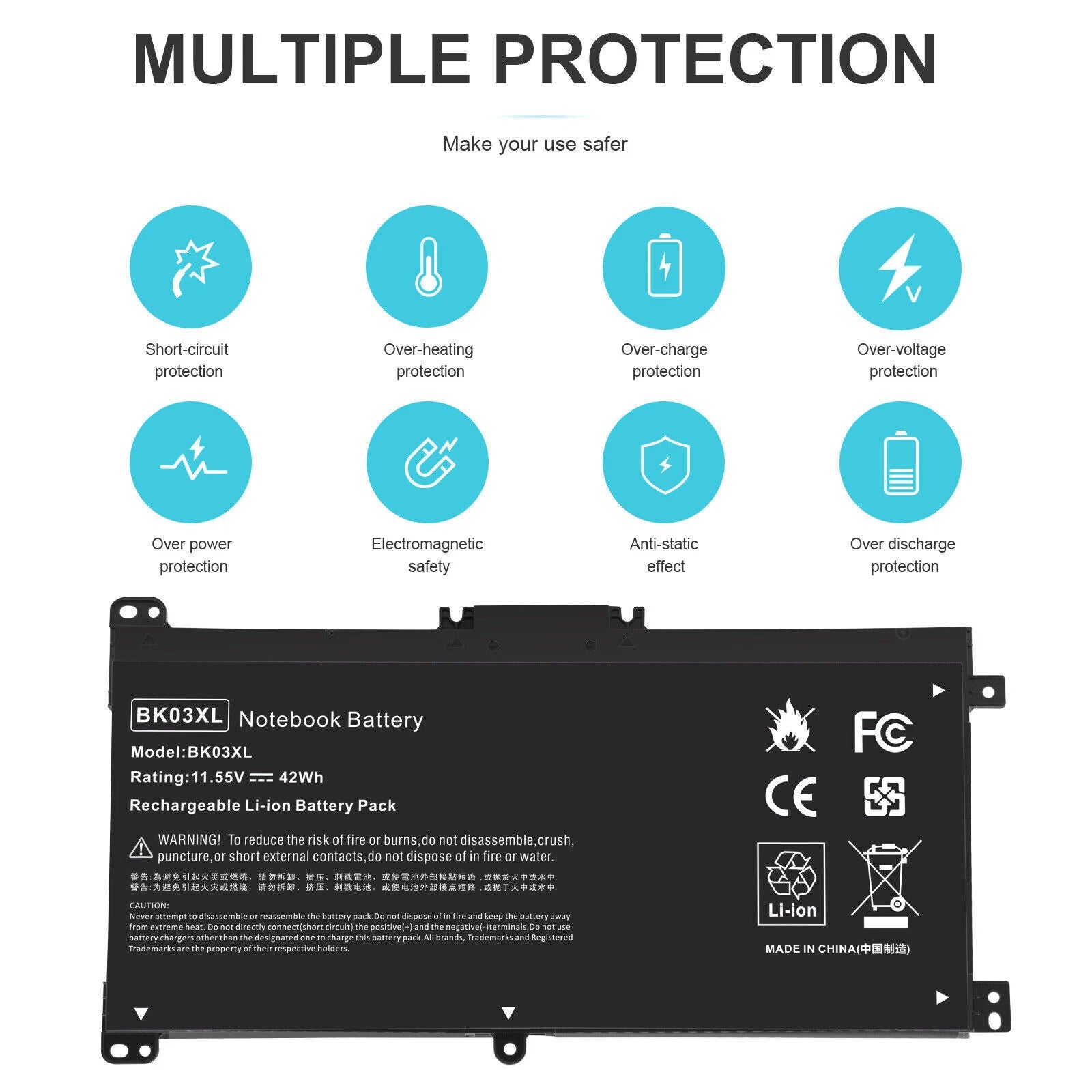 BK03XL Battery for HP Pavilion x360 14-BA000 14m-ba 14M-BA114DX Serie HSTNN-LB7S