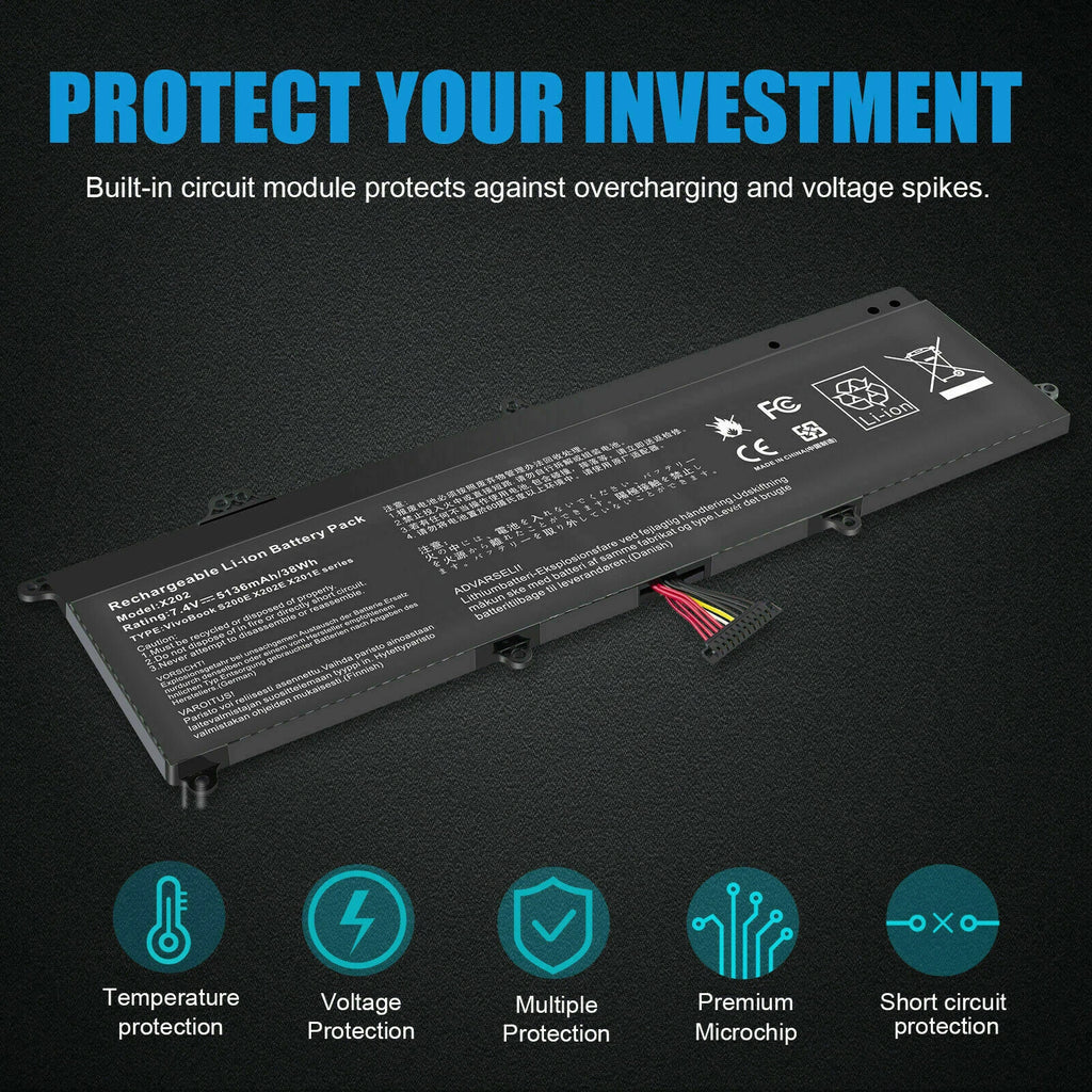 33Wh Battery C21-X202 for ASUS VivoBook X202 X202E X201E S200E Q200E Series
