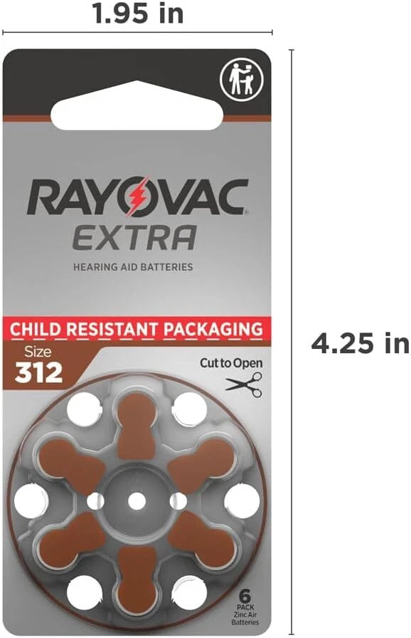 Rayovac Extra Hearing Aid 312 Size batteries Zinc air 30 - 240 cells- Exp-2029