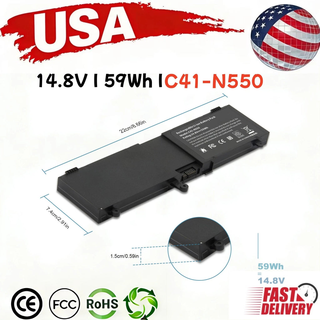 New C41-N550 Battery for Asus N550 N550J N550JA N550JV N550JK Q550L G550J 59Wh