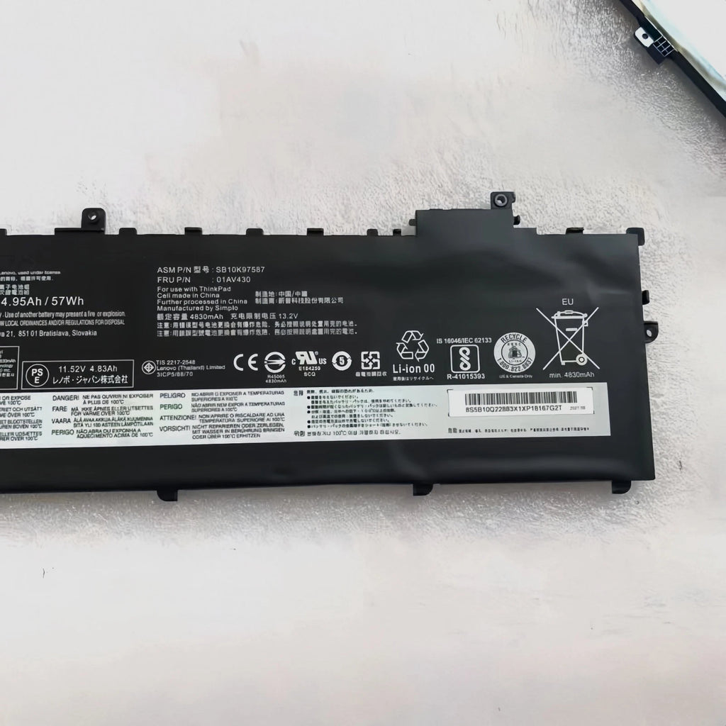 Genuine 01AV494 01AV430 Battery for Lenovo ThinkPad X1 Carbon 5th 6th Gen 57WH