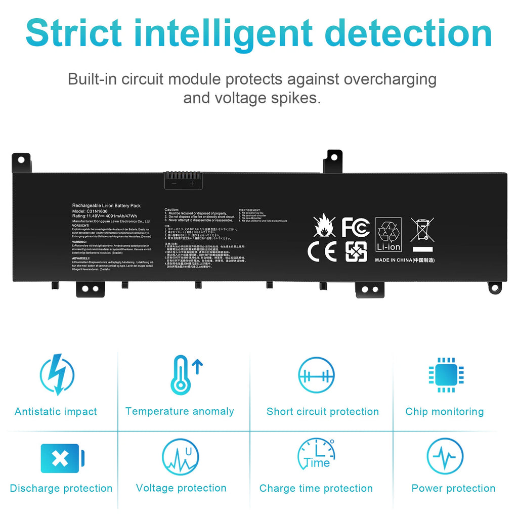 C31N1636 Battery For ASUS VivoBook Pro 15 N580V N580VD N580VN N580GD NX580V 47Wh